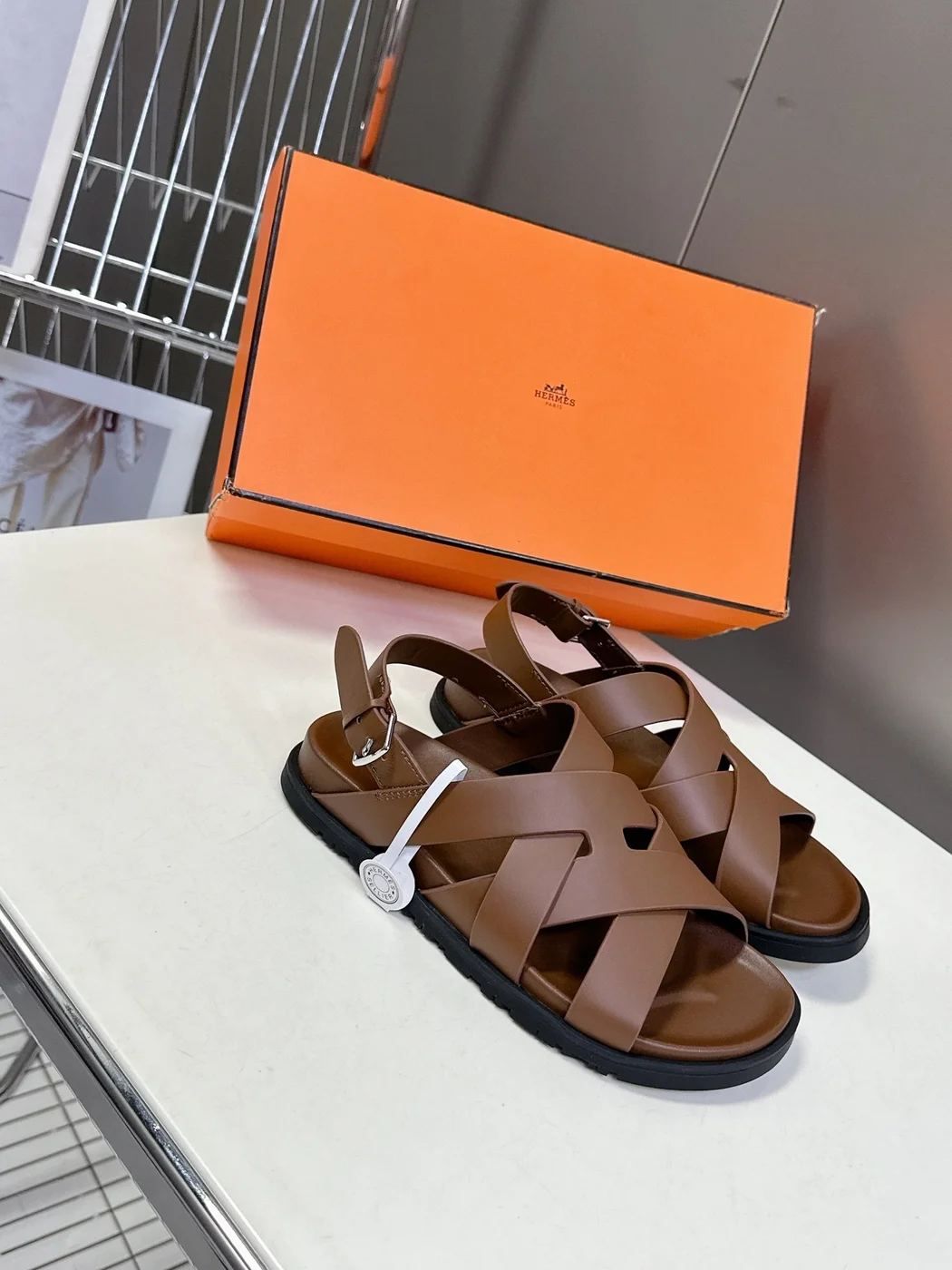 Hermès Women Brown Leather Strappy Sandals product view 4