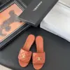Chanel Women Brown Quilted Leather Slides product view 1