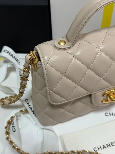 Chanel Beige Leather Small Top Handle Flap Bag product view 3