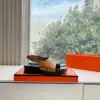Hermès Women Brown Leather Slingback Sandals product view 2
