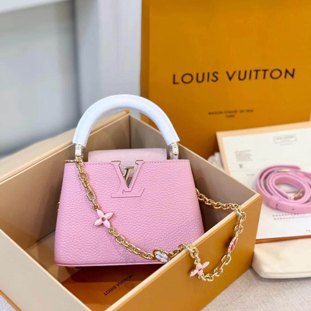 Louis Vuitton Capucines Handbags Pink Lock Gold 21 cm product view 1
