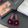 Chanel Women Burgundy Velvet Slides product view 1