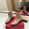 Valentino Women Beige Leather Ankle Boots product view 3