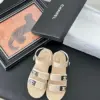 Chanel Women Beige Fabric Logo Strap Sandals product view 1