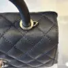 Chanel Coco Handbag Leather Black With Silver Lock 23 cm product view 4