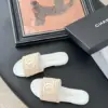 Chanel Women Beige Woven Fabric Slides product view 6