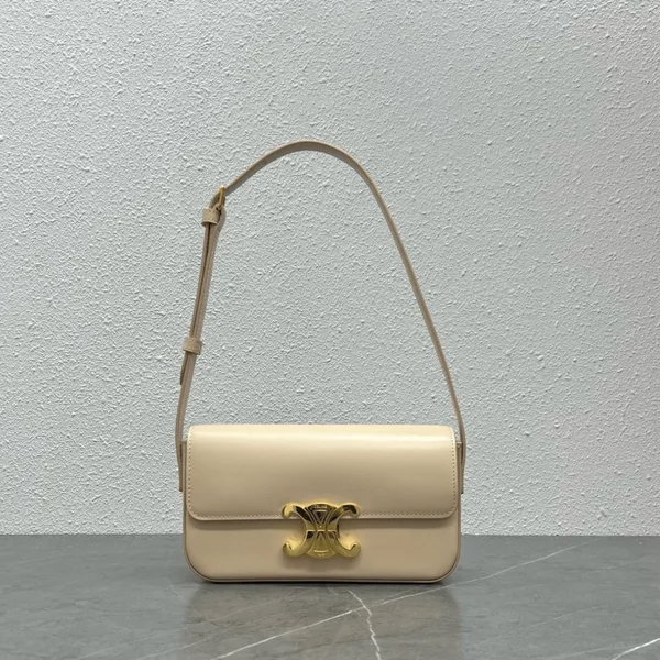 Celine Triomphe Handbag Milky White Smooth Leather 20x12cm product view 1