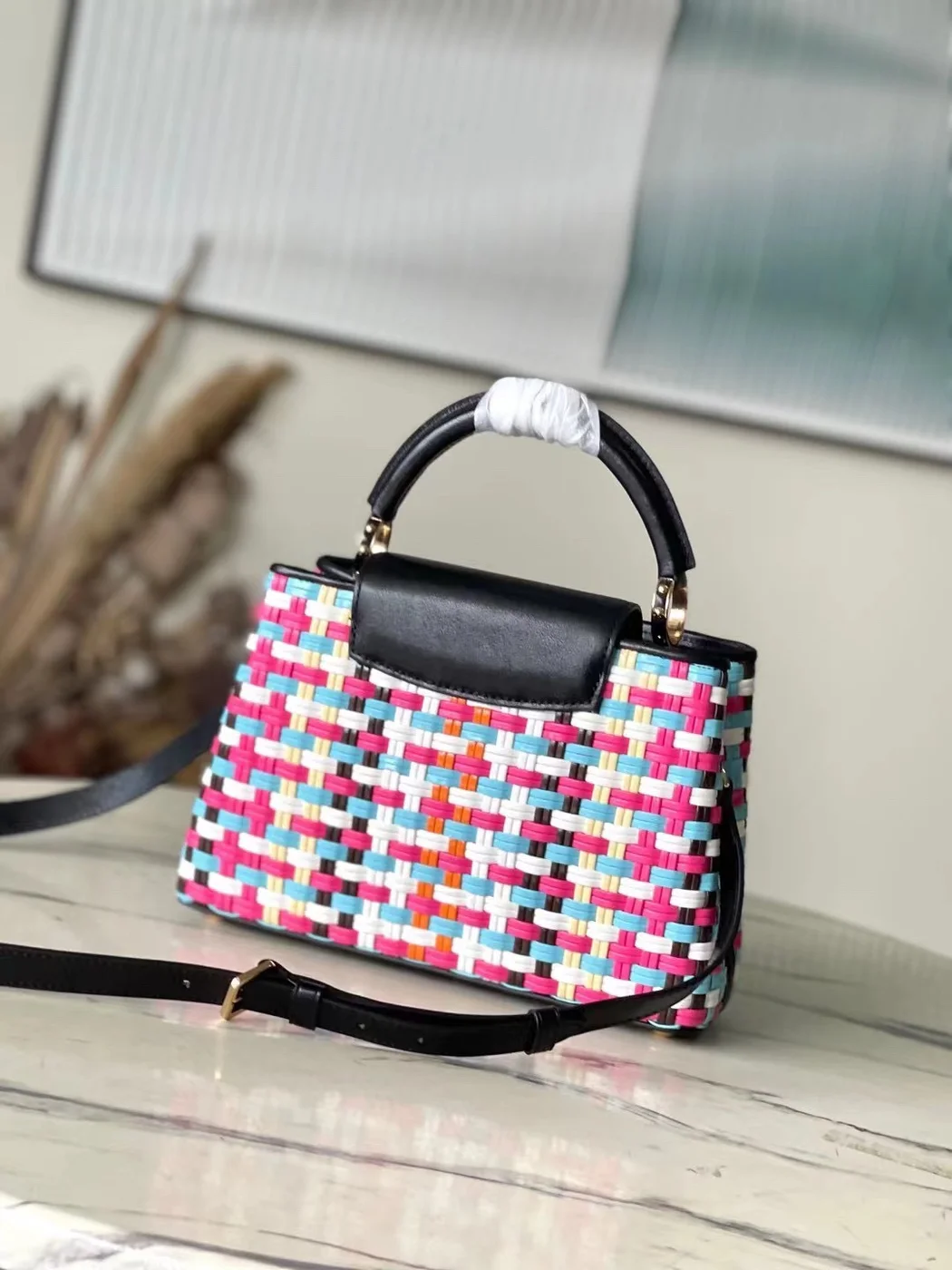 Louis Vuitton Capucines Plaid Pattern Handbags 27x18x9cm product view 3