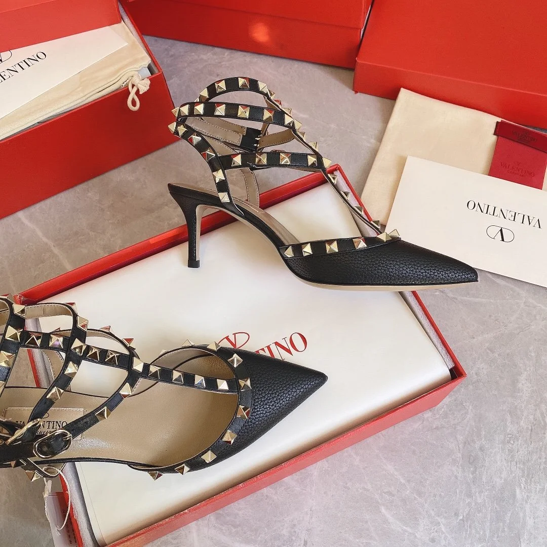 Valentino Women Black Leather Studded Pumps product view 3