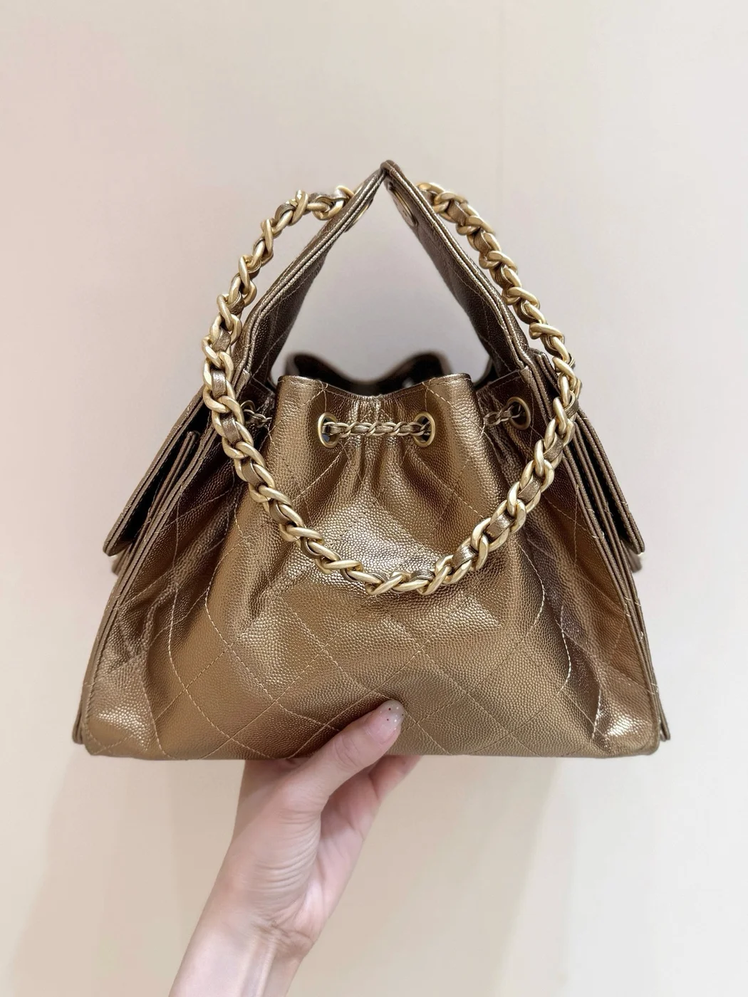 Chanel 25 Handbag 30 In Golden Brown With Gold Hardware product view 2