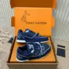 Louis Vuitton Women Navy Canvas Leather Sneakers product view 2