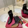 Valentino Women Black Leather Studded Ankle Boots product view 6