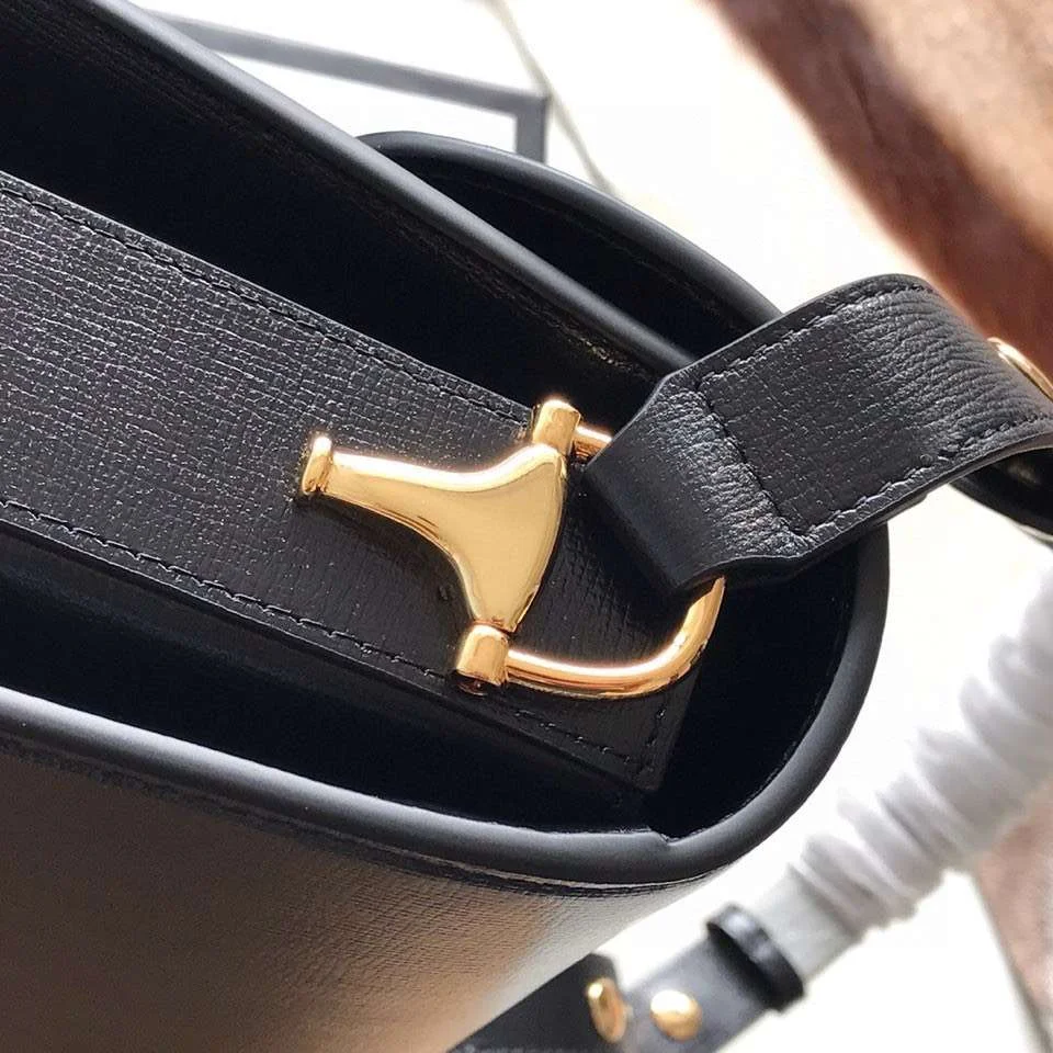 Gucci 1955 Horsebit Handbag Black Smooth Leather 25 cm product view 5