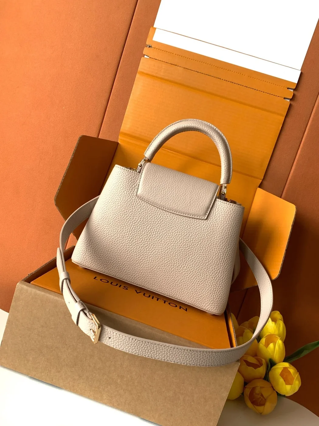 Louis Vuitton Capucines handbag in a beige product view 2