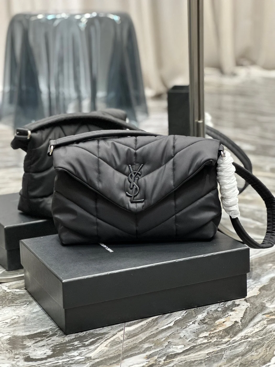 Saint Laurent Black Puffer Messenger Bag product view 1