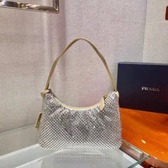 Prada Sparkling Hobo Bag 23 In Beige Nylon Attached Fully Crystals product view 3