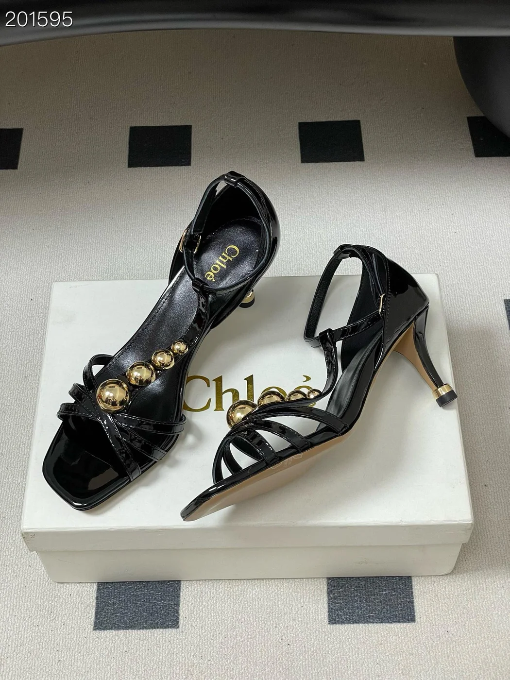 Chloé Strappy Heels Black Gold product view 1