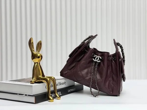 Chanel 25 Mini Burgundy Silver Hardware Bag product view 3