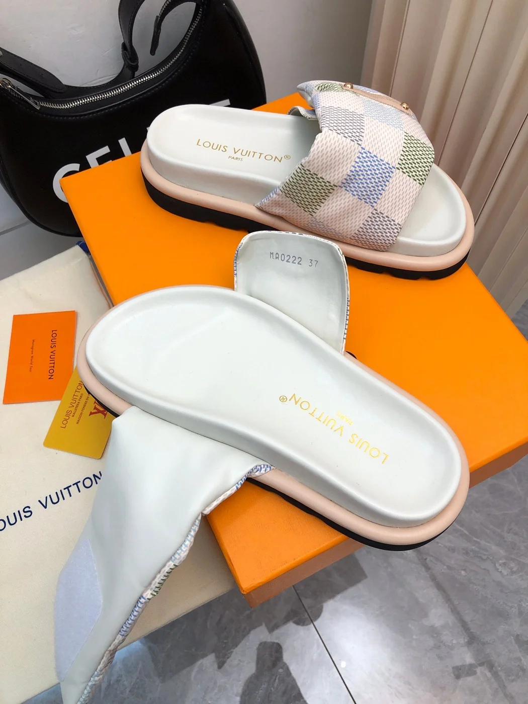 Louis Vuitton Women Multi Color Patterned Fabric Slippers product view 2
