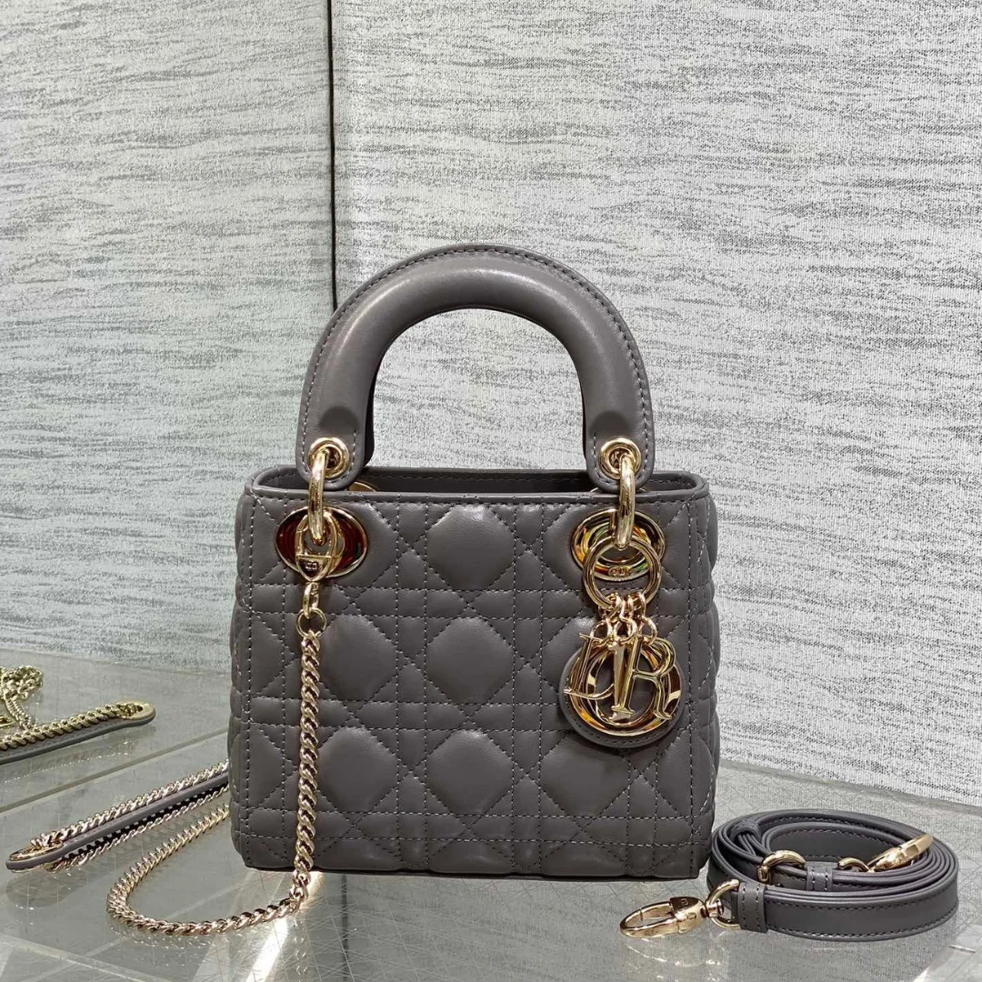 Dior Mini Lady Dior bag in gray