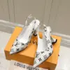 Louis Vuitton Women White Leather Monogram Slingback Heels product view 5