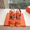 Hermès Women Orange Leather Sandals product view 1