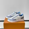 Louis Vuitton Men White Blue Leather Suede Sneakers product view 3