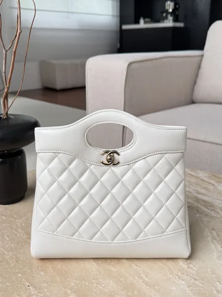 Chanel Quilted Lambskin Shopping Bag In white product view 1