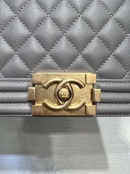 Chanel Boy Bag Medium 25 Grey Caviar Gold Hardware product view 7