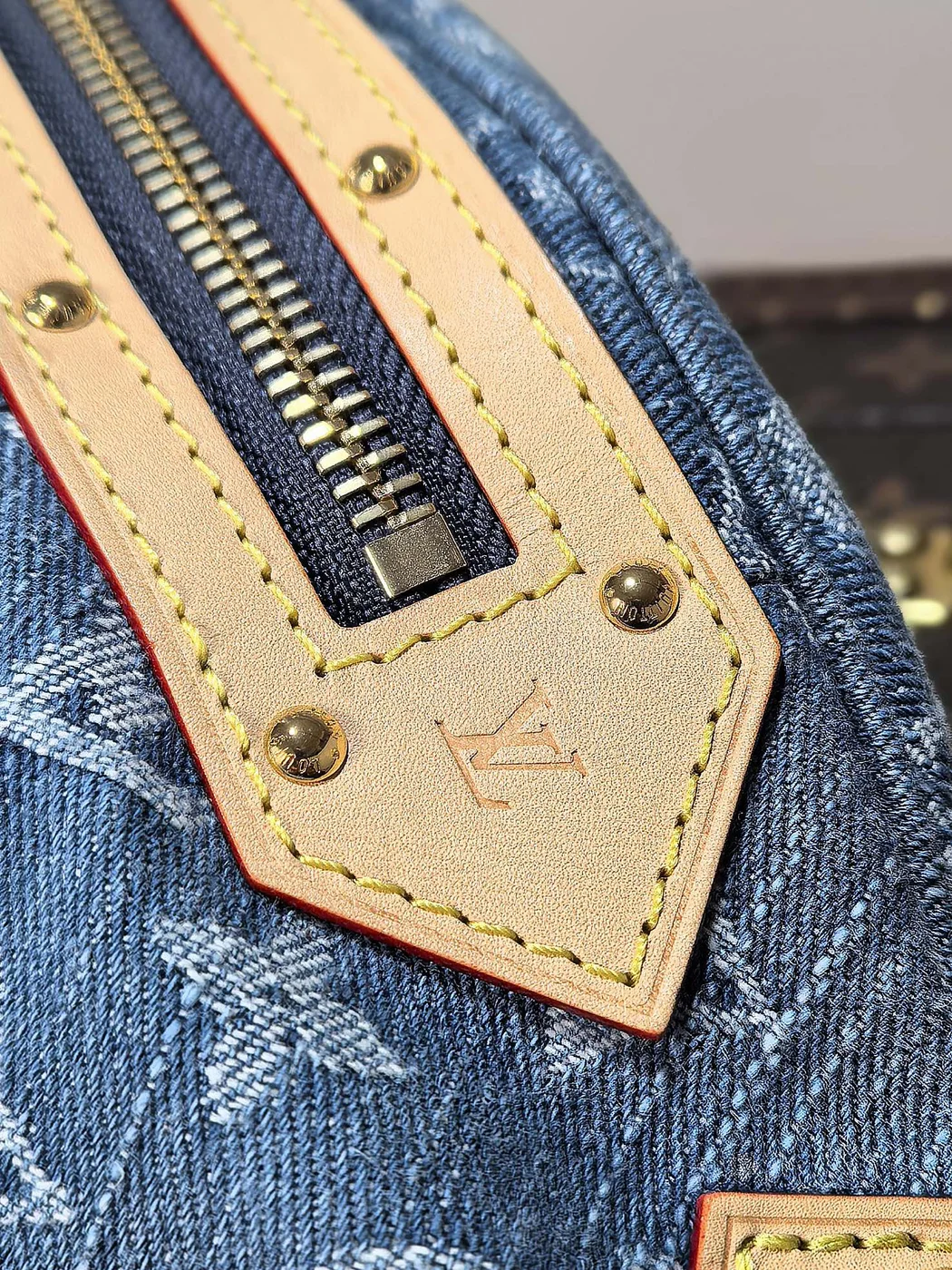 Louis Vuitton 25S Bumbag 38 In Blue Monogram Denim Leather Trim Gold Hardware Bag product view 9
