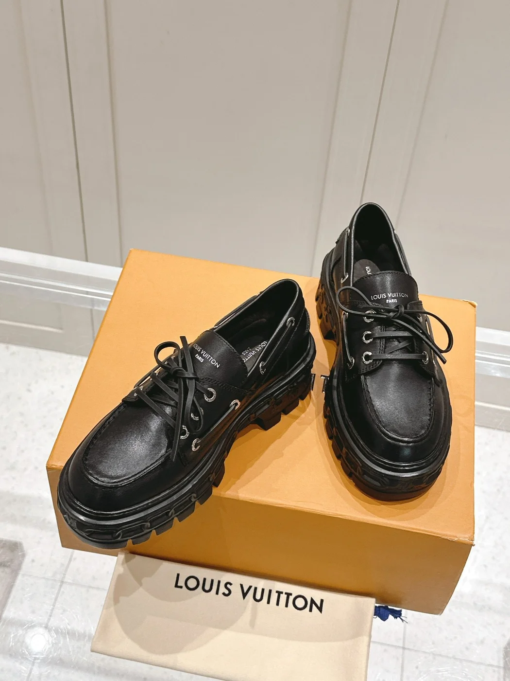 Louis Vuitton Women Black Leather Chunky Loafers product view 5