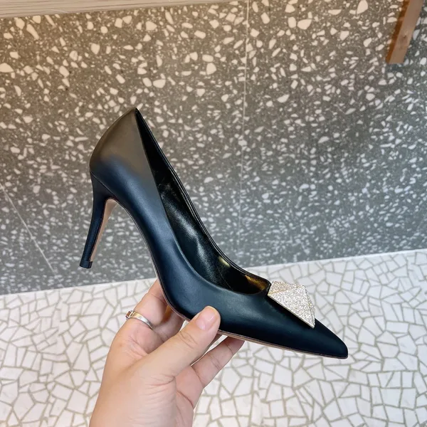 Valentino Women Black Leather Embellished Pumps product view 2