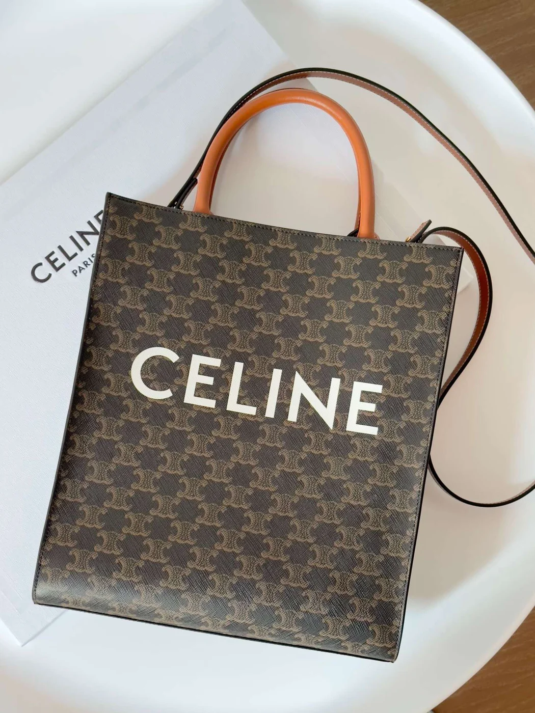 Celine Tote Triomphe Canvas Handbag 28x32cm product view 7