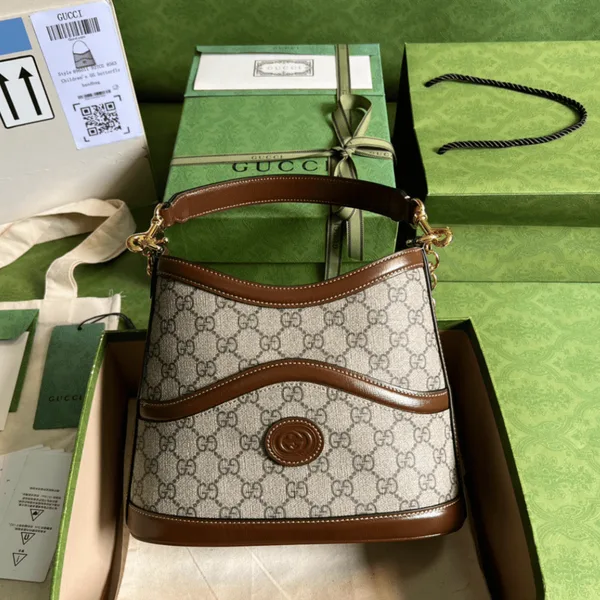 Gucci Handle Women’s Cowhide Handbag with Gc Logo Pattern 25x21cm product view 1