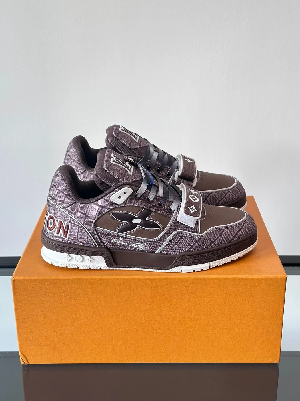 Louis Vuitton Men Brown Textile Sneakers product view 1
