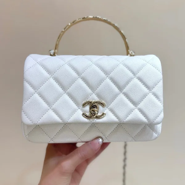 Chanel Nano Coco White Handle bag Gold Hardware product view 1