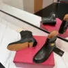 Valentino Women Black Leather Ankle Boots product view 2