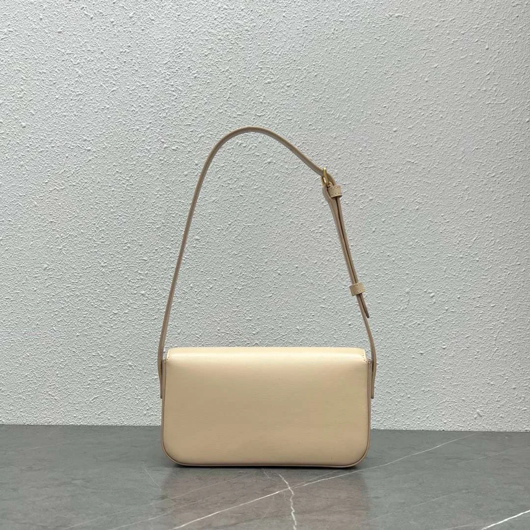 Celine Triomphe Handbag Milky White Smooth Leather 20x12cm product view 7