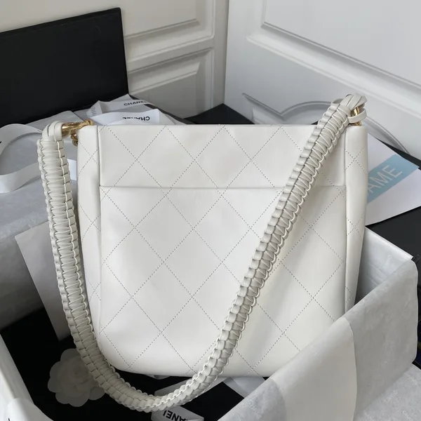 Chanel Calfskin Hobo Bag White/Black product view 3