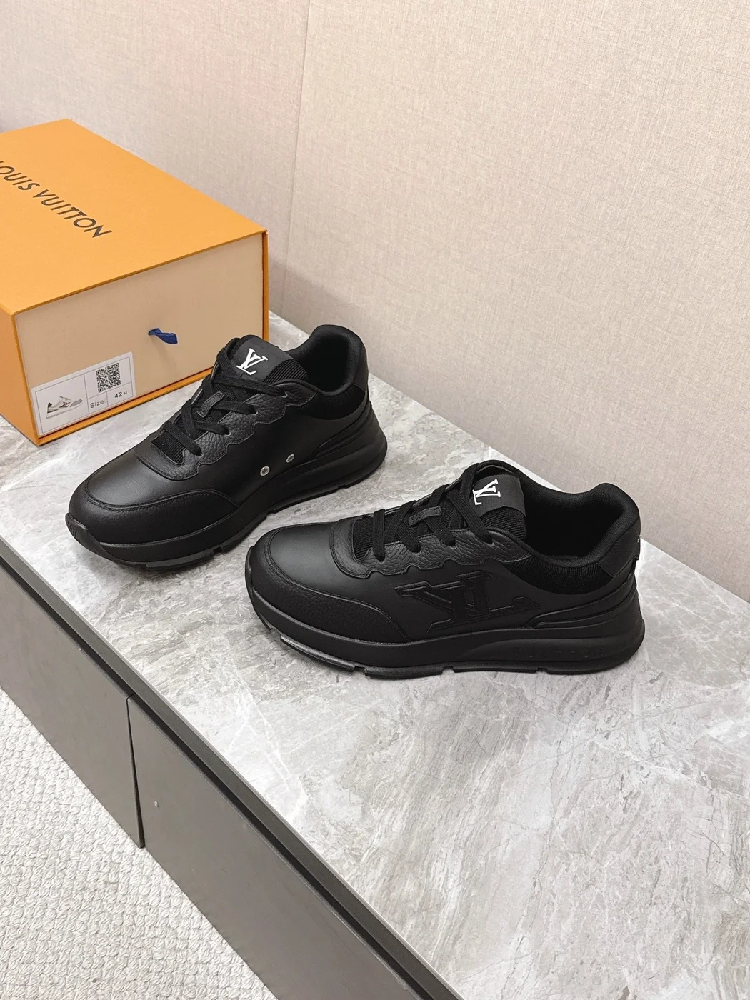 Louis Vuitton Women Black Leather Sneakers product view 3