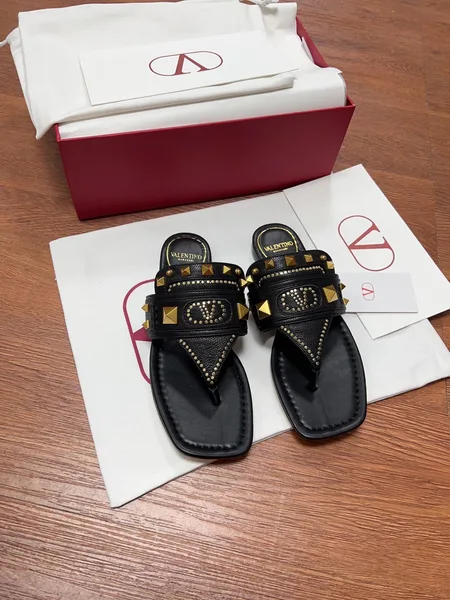 Valentino Women Black Leather Studded Flats product view 1