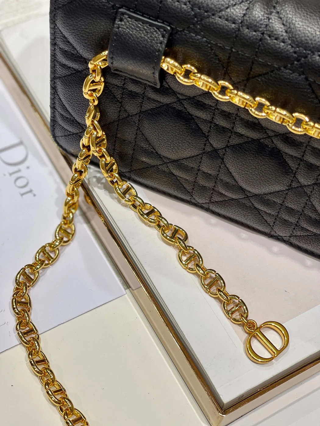 Dior Woc Women’s Black Handbag with Gold Lock 20× .5×3.5 cm product view 3
