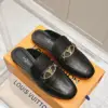 Louis Vuitton Women Black Leather Slip-On Mules product view 3