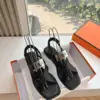 Hermès Women Black Leather Strappy Sandals product view 3