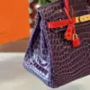 Hermès Birkin 30 Purple/Red Crocodile Leather Gold Hardware Bag product view 6