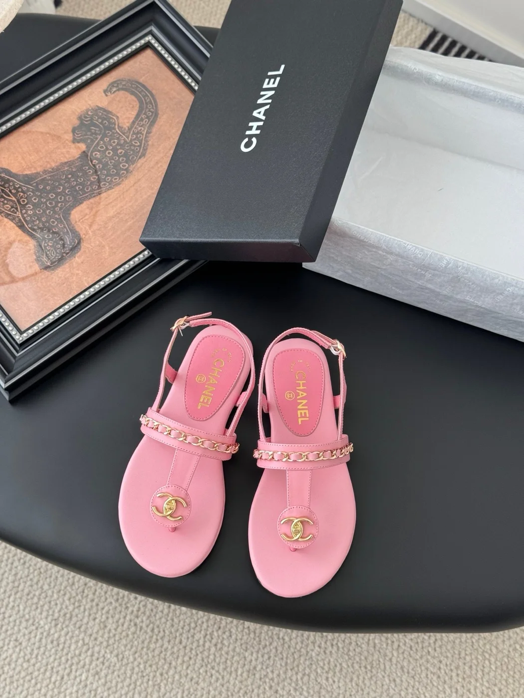 Chanel Women Pink Leather Sandals product view 1