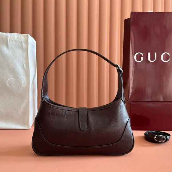 Gucci 26S Jackie Slim Shoulder Bag 27 In Dark Brown Calfskin product view 4