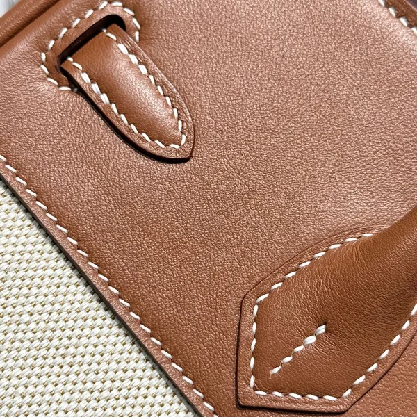 Hermès Birkin 25 cm In Veau Barenia Swift Ercu Toile Canvas Bag product view 5