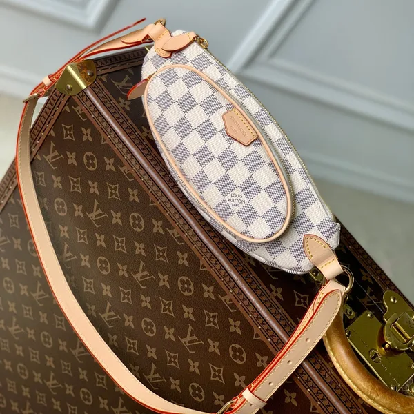 Louis Vuitton Keepit Bumbag 29 In White Grey Checkerboard Pattern Damier Azur Coated Canvas Bag product photo