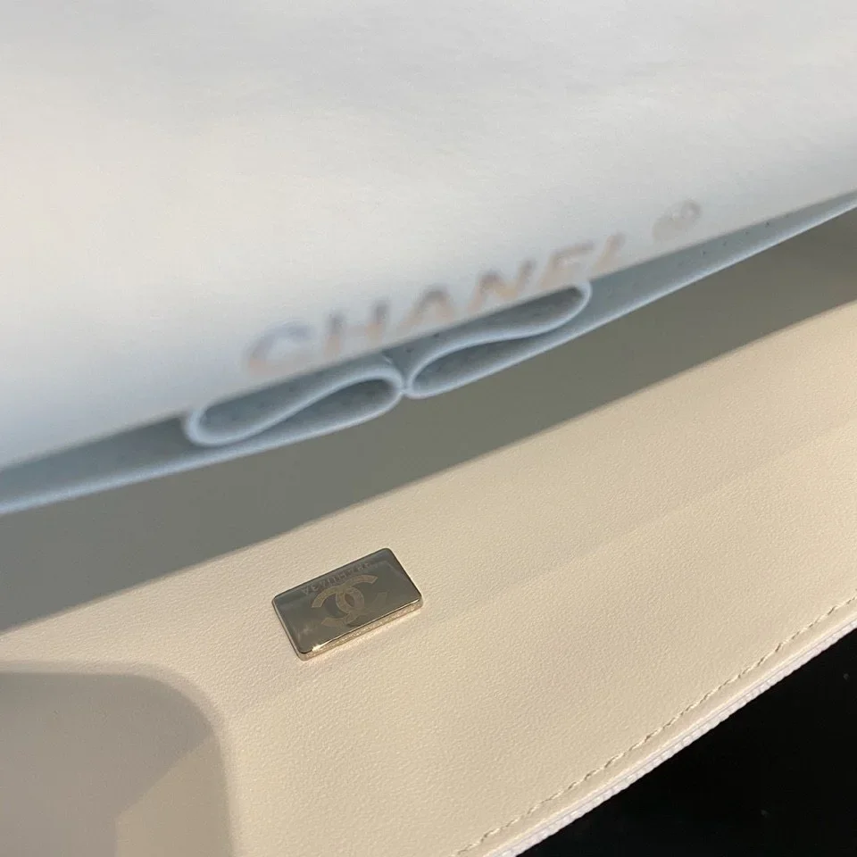 Chanel Classic Flap Medium White with Gold Hardware Bag product view 5